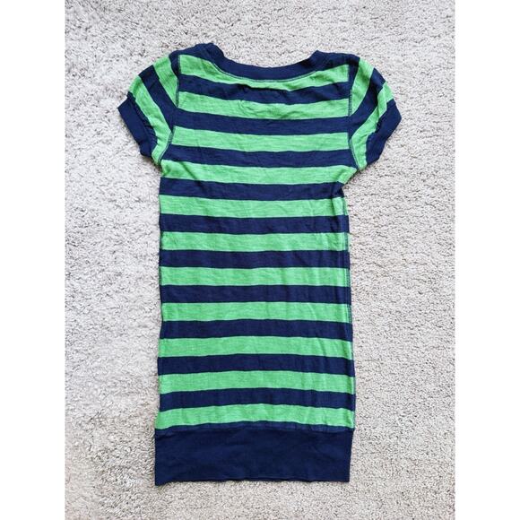 American Eagle Y2K Vintage Striped Puff Sleeve Scoop Neck Top Blue Green XS 90s - Picture 3 of 4